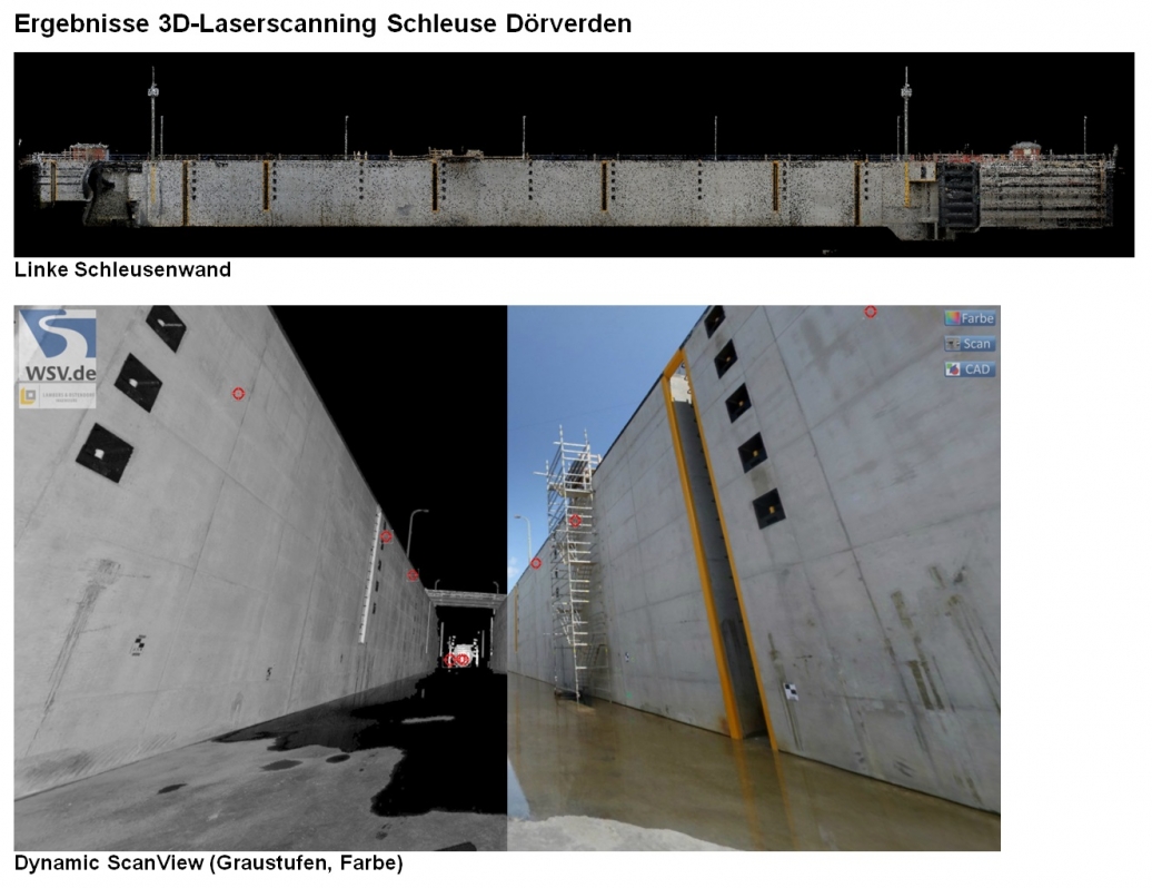 Überprüfungs­messung mittels 3D-Laserscanning beim Neubau der Weserschleuse Dörverden
