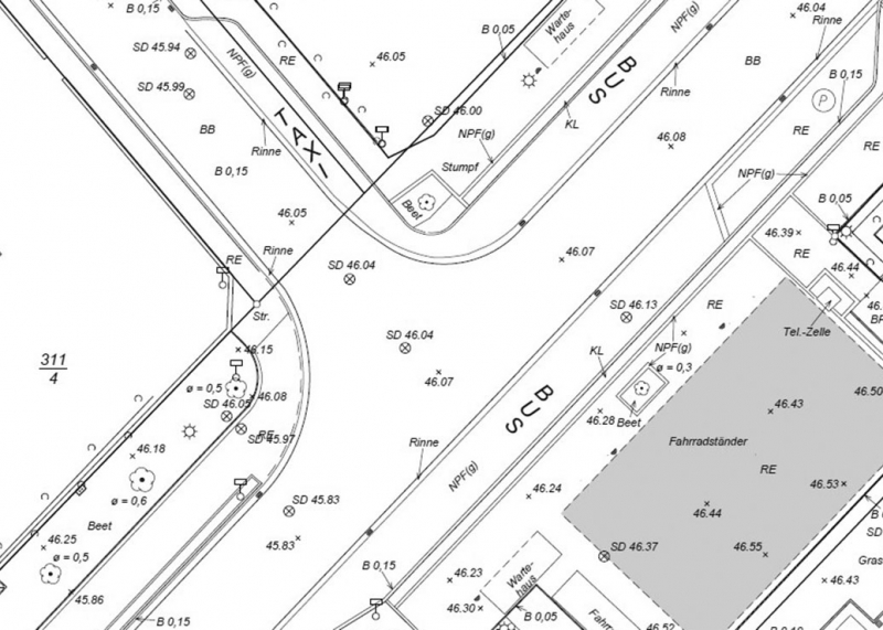 Erstellung eines Bestandsplans auf Grundlage eines Orthophotos